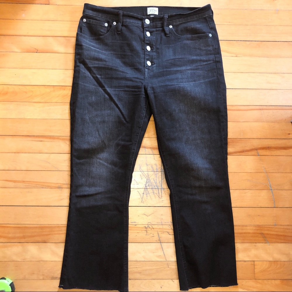 J. Crew Billie Demi Boot Crop raw hem worn black